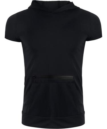 Lomon Men's Tank Top - Sleeveless Muscle Shirt & Fitness Hoodie with Cell Phone Pockets - Black XL | International Shipping Available - Buy Online on GoSupps.com