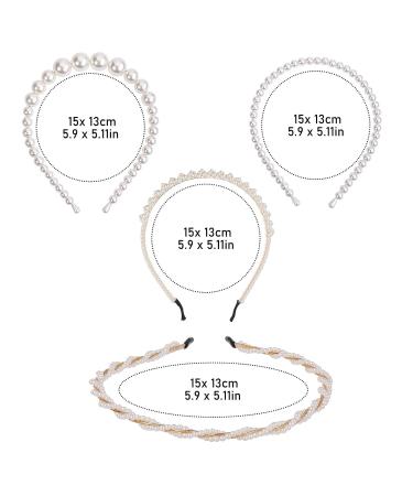 Lusofie 4Pcs White Pearl Headbands - Bridal Wedding Hair Hoop Accessories - Buy Online on GoSupps.com