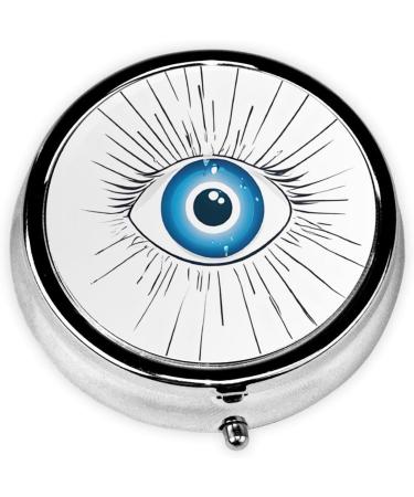 Buy Evil Eye Round Pill Box 3 Compartment Portable Travel Organizer for Vitamins & Tablets | Mini Decorative Pocket Purse - Buy Online on GoSupps.com