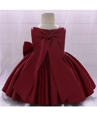 Toddler Bridesmaid Flower Girl Dress Princess Bowknot Tutu Gown - Red (18-24 Months) - Buy Online on GoSupps.com