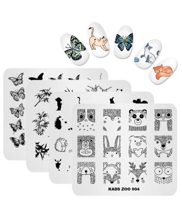 KADS Nail Art Stamp Plate Cute Animal Series Nail stamping plate Template Image Plate Nail Art DIY Decoration Tool Butterfly Dog Fox
