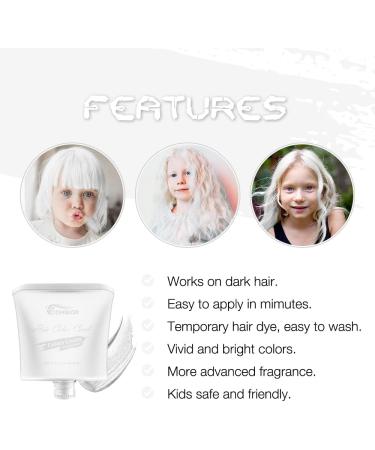 Comblor White Temporary Hair Dye for Dark Hair - Wash Out Hair Chalks for Girls - Kids Gifts for Birthday, Christmas & Halloween - Buy Online on GoSupps.com