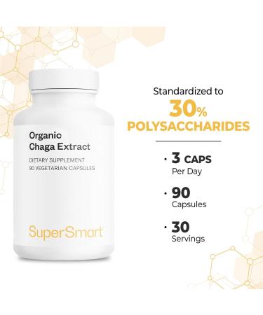 Supersmart - Organic Chaga Extract 1500mg per Day (High Strength) - Wild & Hand Picked Chaga Mushrooms Supplement | Non-GMO & Gluten Free - 90 Vegetarian Capsules - Buy Online on GoSupps.com