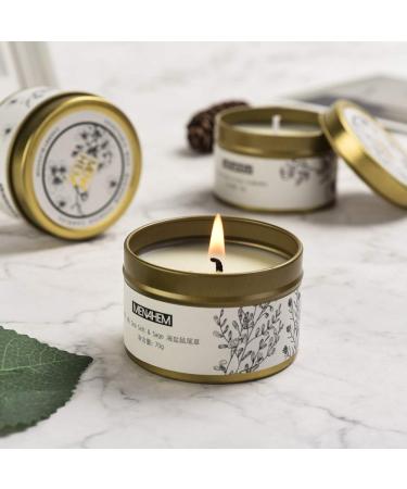 Natural Scented Candle Ocean Perfume Aroma Candle Gift Handmade Soy Wax Fragrance Candle Perfect for Meditation Stress Relief Mood Boosting Aromatherapy Portable Travel Tin Jar 15 Hours (Gold)