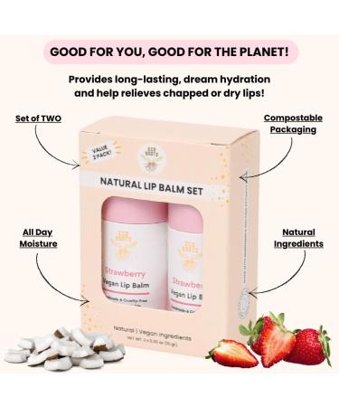 Buy Vegan Strawberry Scented Lip Balm 2 Pack | Organic Cruelty-Free Eco-Friendly - Artfully Crafted in the USA - Buy Online on GoSupps.com