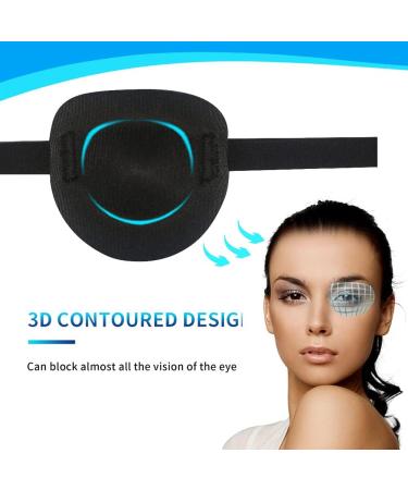 AMZVIO Medical Eye Patch for Adults and Kids - 3D EyePatch for Left or Right Eye - Halloween Pirate Costume - Pure Black + Pirate Design - Buy Online on GoSupps.com