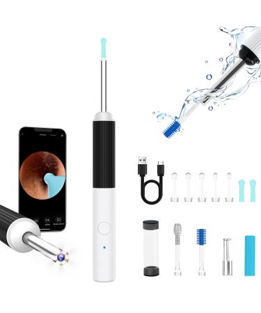 FTOYIN Ear Wax Removal Earwax Removal Kit with 8 Pcs Ear Tools Ear Cleaner with 1080P Camera and Light Ear Cleaning Kit Camera for iOS & Android White