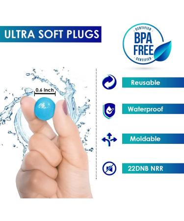Nectur 7 Pair Reusable Ear Plugs for Sleeping | 22 dB NRR Noise Cancelling Silicone Earbuds | Waterproof & Wax Moldable | Ideal for Work, Concerts, Swimming & Mowing - Light Blue - Buy Online on GoSupps.com