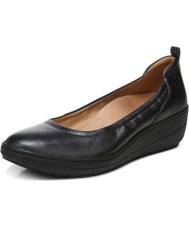 Vionic Women's Advantage Jacey Slip On Wedges - Black Leather Platform Wedges with Orthotic Insole - Buy Online on GoSupps.com