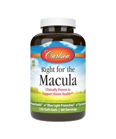 Carlson - Right for The Macula Clinically Proven to Support Vision Health Macular Health Blue Light Protection & Eye Function 120 Softgels 120 Count (Pack of 1)