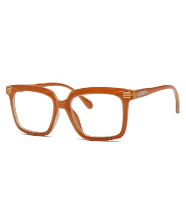 Eyekepper High Quality Reading Glasses - Oversized Rectangular Quality Reading Aid for Women - Brown +4.00