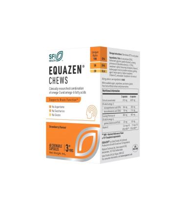 EQUAZEN CHEWS (EyeQ chews) 60 Omega 3 & Omega 6 Chewable Capsules for Kids Strawberry Flavor