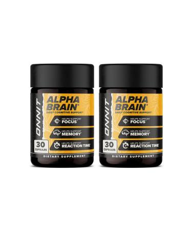 ONNIT Alpha Brain Nootropic Capsules for Men & Women IGEN Non-GMO Tested Memory Focus & Mental Clarity Support with L-Theanine and Vitamin B6 30 Count Each 2 Pack (60 Capsules)