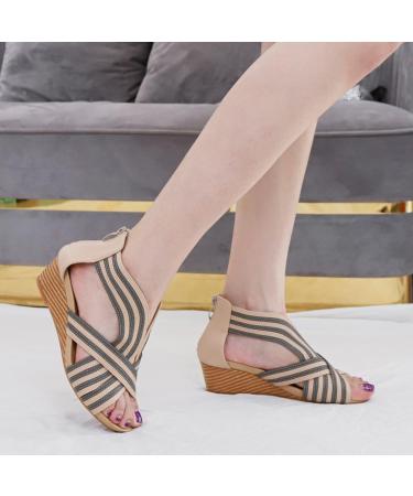 Buy XTZYGLFD Wedge Sandals for Women - Bohemian Summer Fashion Fish Mouth Design Roman Heel Size 5 UK Narrow - Buy Online on GoSupps.com