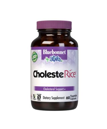 Bluebonnet Nutrition CholesteRice Vegetable Capsules, Red Yeast Rice, Plant Sterols, Pantethine, CoQ10, Policosanol, Vegan, Vegetarian, Non GMO, Gluten Free, Milk Free, SOY-FREE, 60 Vegetable Capsules