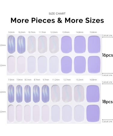 NAILOG Semi Cured Gel Nail Strips - Salon-Quality 34 pcs Long Lasting Nail Wraps in Lavender Purple & Shimmer Swirl - Buy Online on GoSupps.com