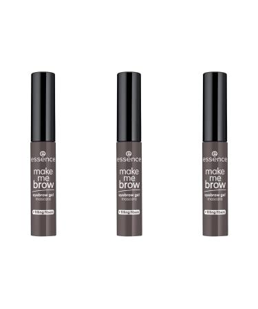 Essence Make Me Brow Eyebrow Gel Mascara eyebrows with fill fibers No. 04 Ashy Brows brown defined gelig vegan microplastics particles free nanoparticles free 3 Pack (3 x 3.8ml)