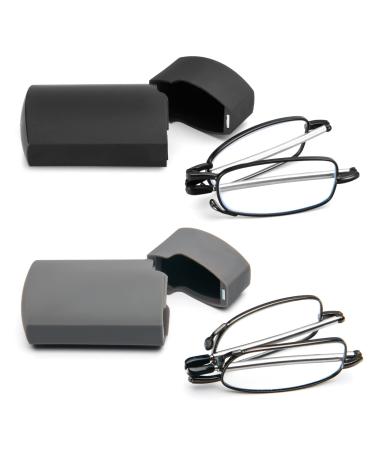 Kokobin foldable 2 pairs reading glasses made of stainless steel mini anti-blue long help for women and men reading aid with hard shell case 1.5 2 couples +1.5 - Buy Online on GoSupps.com