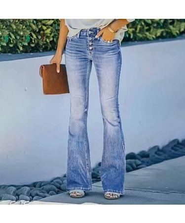MRGIINRI Women's Bell Bottom Jeans 2023 Fashion High Waisted Flare Denim Pants - Sky Blue, Large - Buy Online on GoSupps.com
