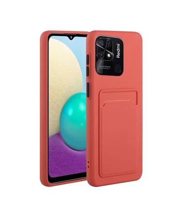 Tivenfezk Nadoli Silicone case for Xiaomi Redmi 10c Ultra thin shockproof scratch -resistant wallet soft TPU protective cover Mobile phone case with credit card holder Xiaomi Redmi 10c Plum red