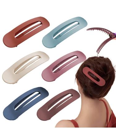 Flat Lay Claw Clip  Flat Clips For Hair  6pc claw clip  Matte Flat Claw Clips  Ladies Side Slip Hair Clips Painless For Ladies Girls. (B)
