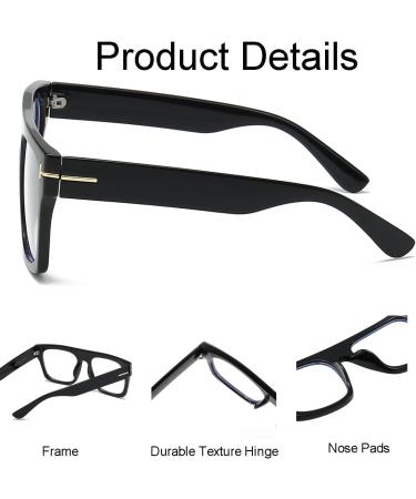 NIDOVIX Square Blue Light Blocking Glasses - Trendy Thick Frame for Men & Women - Non-Prescription Transparent Grey 50mm - Buy Online on GoSupps.com