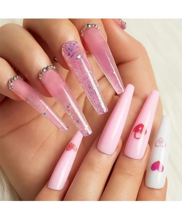 Poly Nail Gel Kit - Pink White Clear Hard Gel Extension Set with Mini Lamp and Slip Solution - Glitter Technician Kit for Beautiful Nails - Buy Online on GoSupps.com