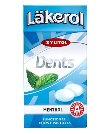 4 Boxes x 36g of L kerol Dents Menthol - Original - Swedish - Sugar Free - Xylitol - Pastilles - Lozenges - Dragees - Drops - Candies - Sweets
