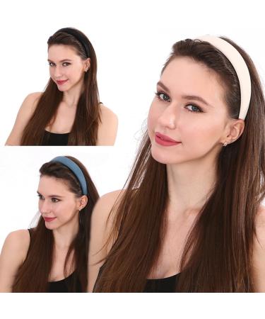 3-Piece Leather Hard Headband Set | PU Padded Retro Hair Bands for Women & Girls - Fashionable & Comfortable (Black White Gray Green) - Buy Online on GoSupps.com