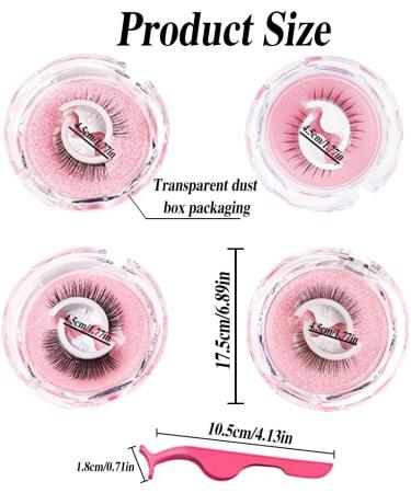 RHQFDM 4 Pairs Reusable Self-Adhesive Eyelashes Artificial False 3D Eyelashes that Don't Need Glue Comes with Pink Tweezers Makes Your Eyelashes Look Thicker and Curlier - Buy Online on GoSupps.com