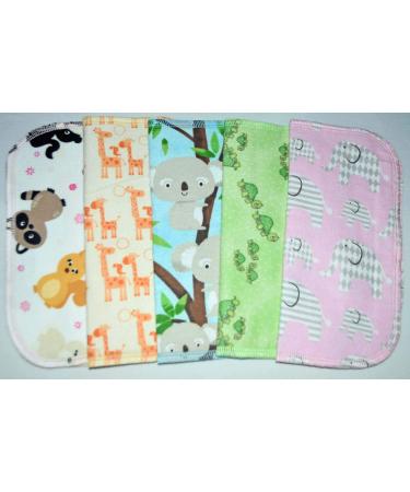 Set of 5 Wildlife Babies 1 Ply Printed Flannel 8x8 Inches Little Wipes - Buy Online on GoSupps.com