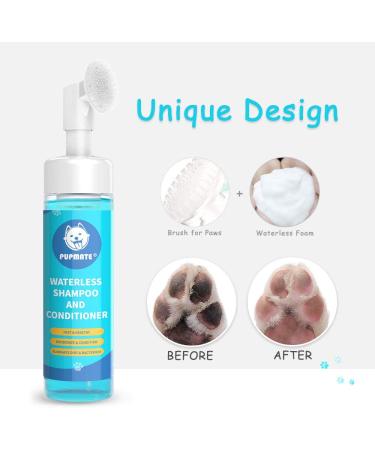 PUPMATE Paw Cleaner: Waterless Shampoo for Dogs and Cats - Silicone Grooming Brush - Rose Scented - 6.8 oz - Buy Online on GoSupps.com