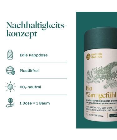 Organic Warm Feeling Tea - 25 Ayurvedic Tea Bags with Ginger Cinnamon & Black Pepper | High-Quality Herbal Tea | Sustainable & Certified - Buy Online on GoSupps.com