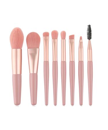 NEJLSD make-up brush set mini brush synthetic foundation brush blind blend eyeshadow eyebrows eyelashes nasal shadows lips pink 8 parts - Buy Online on GoSupps.com