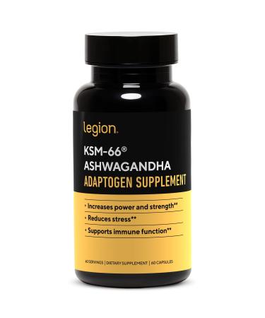 LEGION KSM-66 Ashwagandha Root Extract - Ashwagandha Root Powder Supplement to Improve Your Mood Sleep & Athletic Performance - Extra Strength Ashwagandha Root Extract (60 Servings)