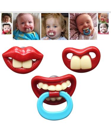Funny Pacifier for Baby Buck Tooth Pacifier Fake Big Teeth Pacifier Soft Pacifiers With Teeth Food Grade Silicone Pacifier for Babies Health BPA Free (B 3PCS)