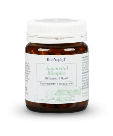 Bioprophyl eye vital complex with natural eye vital substances such as beta carotene lycopine zeaxanthin and lutein supplemented with zinc and selenium - 60 vegetable capsules as monthly ration