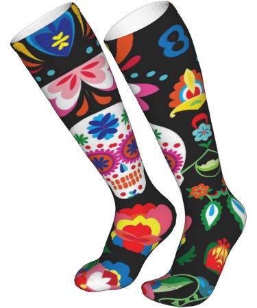 Shop Sugar Skull Dia de Muertos Compression Socks for Men & Women | 15-20 mmHg Support for Running & Cycling - Buy Online on GoSupps.com