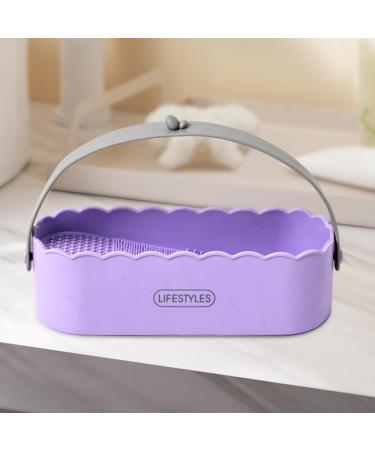 3 in 1 Makeup Brush Cleaner Bowl Hanging Basket Storage Holder Multifunction Bathroom Brush Cleaning Tool violet - Buy Online on GoSupps.com