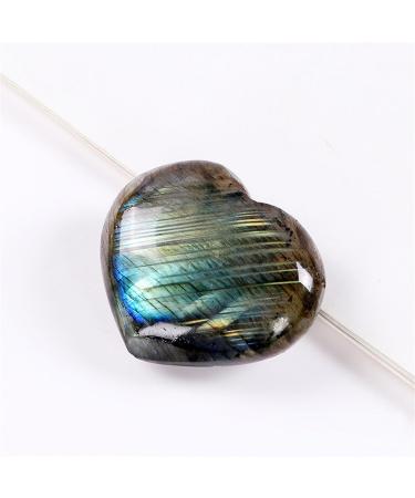 Soulnioi Labradorite Heart Moonstone Crystal Palm Stone - Mini Love Pocket Stone for Reiki Therapy and Stress Relief - 1Pcs - Buy Online on GoSupps.com