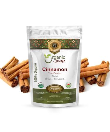 Organic Way True Ceylon Cinnamon Sticks (Cinnamomum verum) - Adds Flavour | Organic & Kosher Certified | Raw, Vegan, Non GMO & Gluten Free | USDA Certified | Origin - Sri Lanka (1/4LBS / 4OZ) 4 Ounce (Pack of 1)
