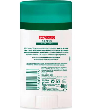  Borotalco Borotalco Deodorant Stick - 48 Hour Effectiveness - Formula with Active Crystal Talc for Triple Protection Against Sweat - 0% Alcohol - Deodorant for Men and Women - 6 x 40ml - Buy Online on GoSupps.com