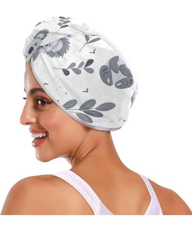 Cute Koala Hair Towel Set for Kids - Super Absorbent Quick Dry Turbans | 2 Pack Head Towels with Button Wraps for Women & Girls - Buy Online on GoSupps.com