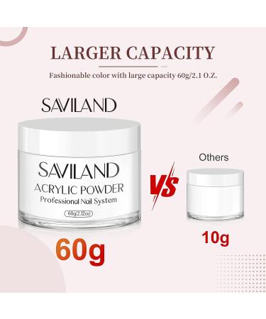 Saviland Clear Acrylic Powder 2.12 OZ - Professional Large Capacity Nail Polymer for Extension & French Manicure | Ideal Christmas Gift for Nail Salons & Home DIY - A1-Clear Acrylic Powder - Buy Online on GoSupps.com