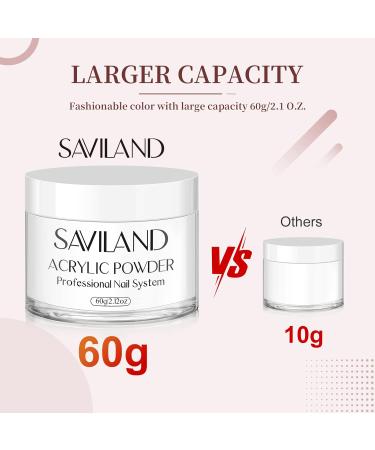 Buy Saviland Acrylic Powder for Nails 60g - Clear Acrylic Nail Powder for 3D French Manicure | Professional & Beginner Friendly - Buy Online on GoSupps.com