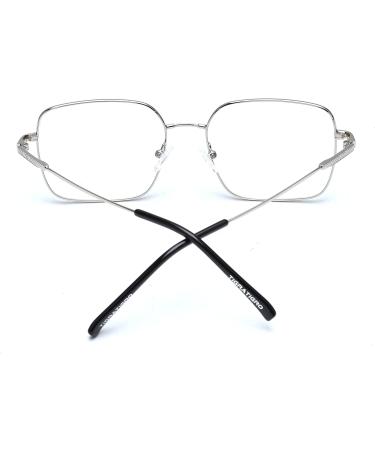 Tigratigro Fashionable Presbiopia Reading Glasses - Blue Light & UV Protection Glare-Free Metal Frame Square Glittering Silver 3.5 Diopters for Men & Women - Buy Online on GoSupps.com