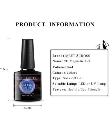 Cat Eye Gel Nail Polish Set Soak Off UV LED Light Starry Sky Effect Magic Gel Nail Polish Kit Manicure Nail Art Gift Kit 6 Colors Free Magnet Stick Galaxy - Buy Online on GoSupps.com