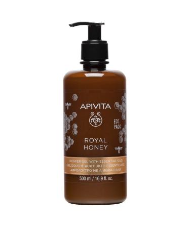 Apivita Royal Honey Creamy Shower Gel with Essential Oils 16.9 fl.oz.| Idea For Dry Skin with Honey & Propolis Extract | Thoroughly Nourishing & Gentle Cleansing