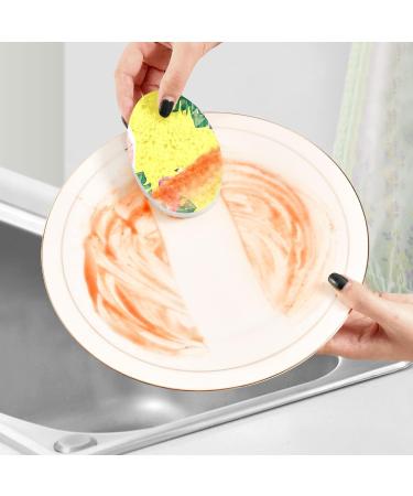 3-Pack Cleaning Kitchen Sponges Oval Pink Tropical Leaf Flamingo Kitchen Cellulose Dishwashing Wood Pulp Cotton one sizex3 Pink - Buy Online on GoSupps.com