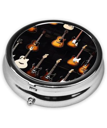 Shop Guitars Printed Mini Round Pill Box | 3 Compartment Travel Organizer | Portable Medicine Case for Home & Office - Buy Online on GoSupps.com